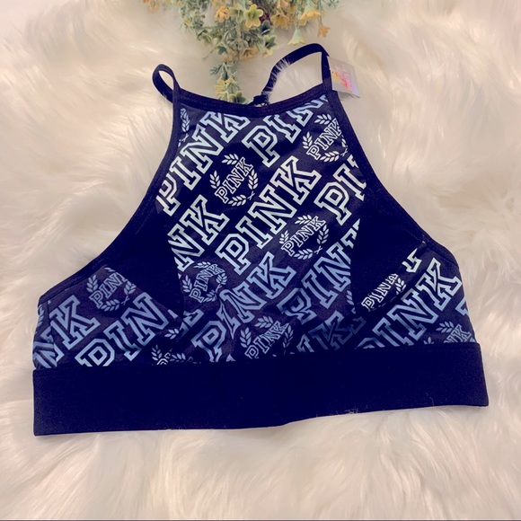 Pink Victoria Secret Ultimate Sports Blue Ombre Bra High-Neck Unlined Sports NWT - Picture 11 of 11